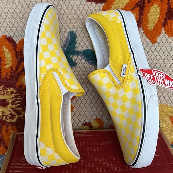 Vans Classic Slip On Checkerboard Cyber Yellow/True White Men’s sneakers - Picture 12 of 16
